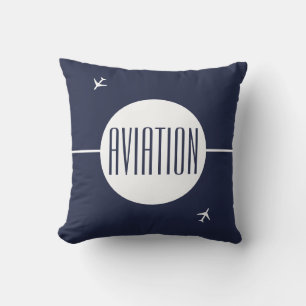 Funky White Plane Aeroplane Pilot Aviation Cushion