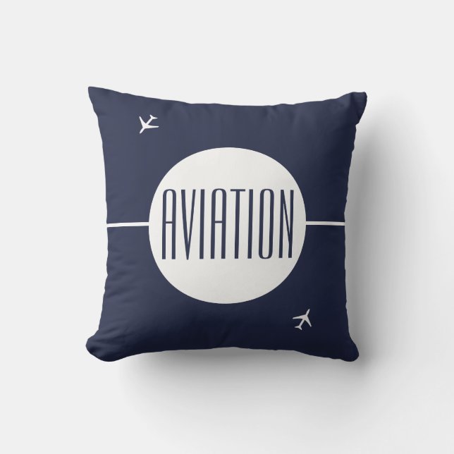 Funky White Plane Aeroplane Pilot Aviation Cushion (Front)