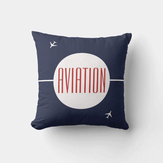 Funky White Plane Aeroplane Pilot Aviation Cushion (Front)