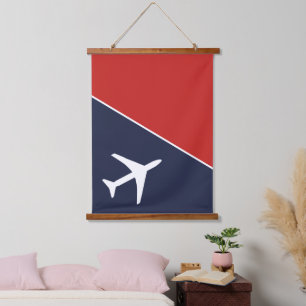 Funky White Plane Aeroplane Pilot Aviation Hanging Tapestry