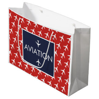 Funky White Plane Aeroplane Pilot Aviation Large Gift Bag