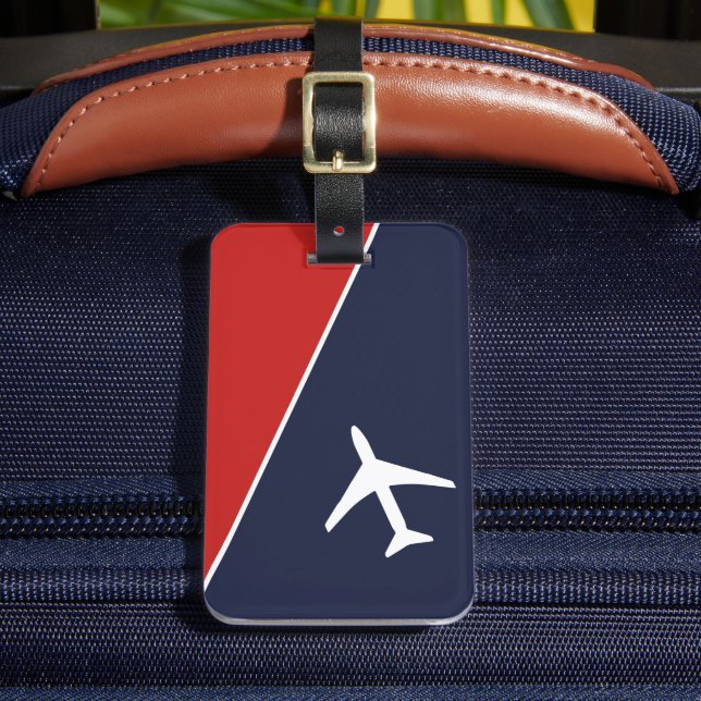 Funky White Plane Aeroplane Pilot Aviation Luggage Tag (Front Insitu 2)