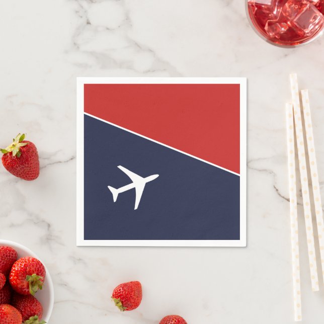 Funky White Plane Aeroplane Pilot Aviation Napkin (Insitu)