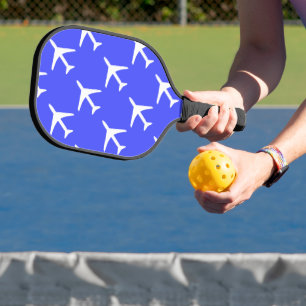 Funky White Plane Aeroplane Pilot Aviation Pickleball Paddle
