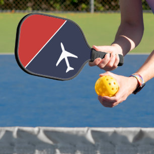 Funky White Plane Aeroplane Pilot Aviation Pickleball Paddle