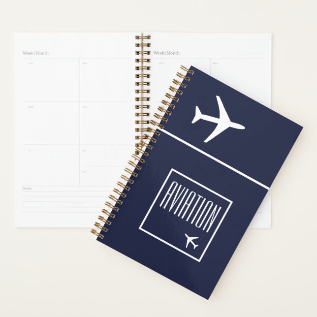 Funky White Plane Aeroplane Pilot Aviation Planner (Display)