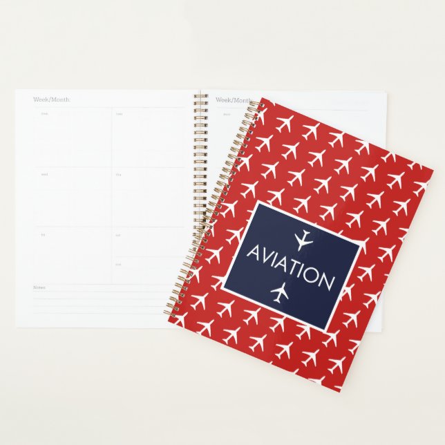 Funky White Plane Aeroplane Pilot Aviation Planner (Display)