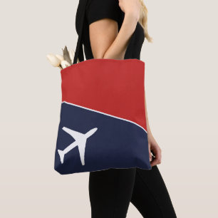 Funky White Plane Aeroplane Pilot Aviation Tote Bag