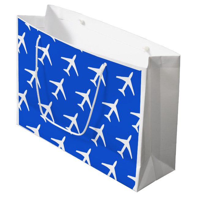 Funky White Plane Aeroplane Pilot Flying Airways Large Gift Bag (Front Angled)