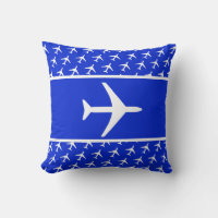 Funky White Plane Aeroplane Pilot Flying Cushion
