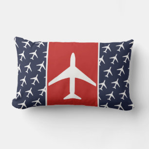 Funky White Plane Aeroplane Pilot Flying Cushion