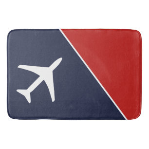 Funky White Plane Airplane Pilot Aviation Bath Mat