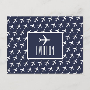 Funky White Plane Pilot Aviation Postcard