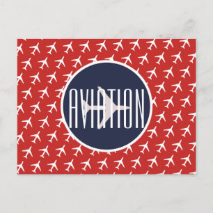 Funky White Plane Pilot Aviation Postcard