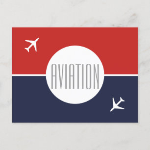 Funky White Plane Pilot Aviation Postcard