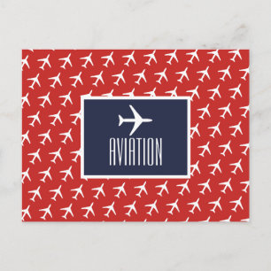 Funky White Plane Pilot Aviation Postcard