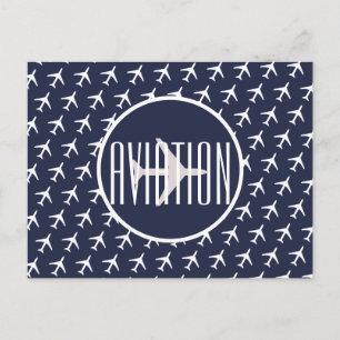 Funky White Plane Pilot Aviation Postcard