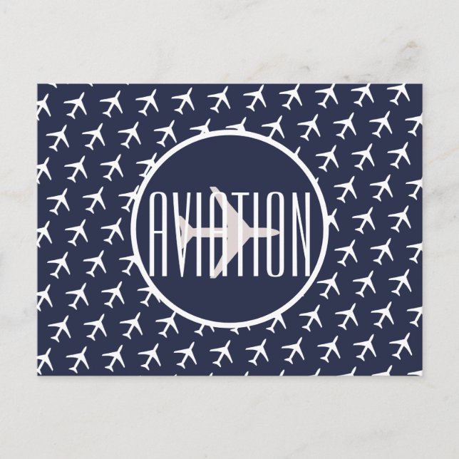 Funky White Plane Pilot Aviation Postcard (Front)