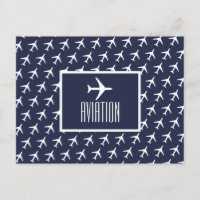 Funky White Plane Pilot Aviation Postcard