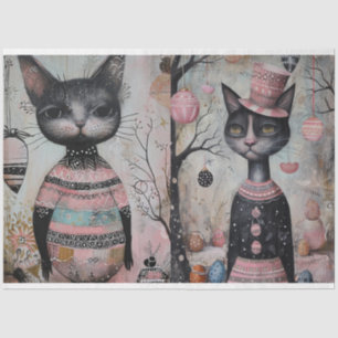 Funky Wired Cats Decoupage Tissue Paper