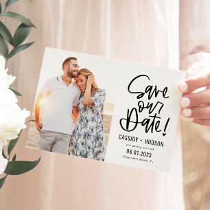 Funky Writing Editable Colour Save Our Date Card