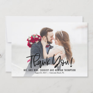 Funky Writing Editable Colour Wedding Thank You Card