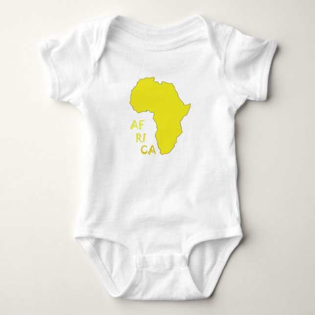 Funky Yellow Africa Map Baby Bodysuit (Front)