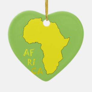 Funky Yellow Africa Map Ceramic Tree Decoration