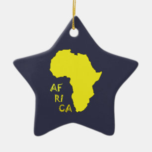 Funky Yellow Africa Map Ceramic Tree Decoration