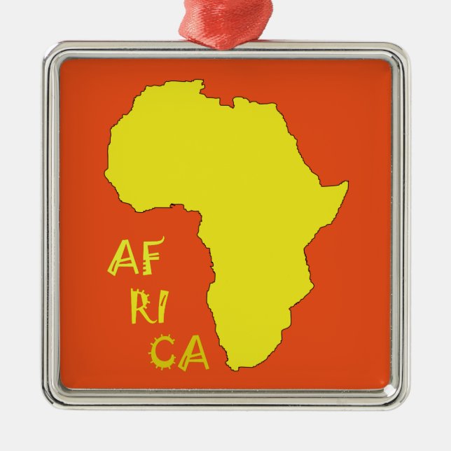 Funky Yellow Africa Map Metal Tree Decoration (Front)