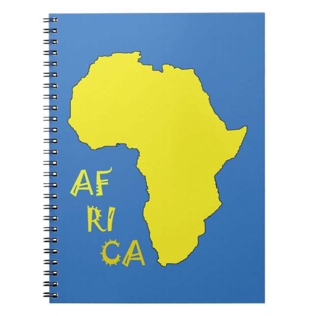 Funky Yellow Africa Map Spiral Notebook (Front)