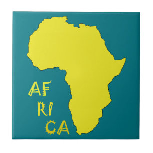 Funky Yellow Africa Map Tile