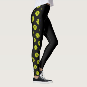 Funky Yellow And Black Folk Pattern Leggings