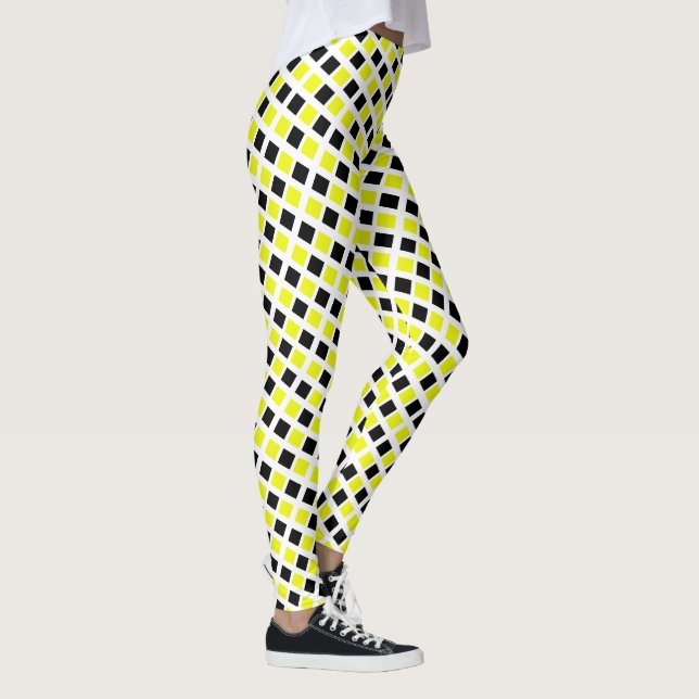 Funky Yellow Black Blocks Leggings (Right)