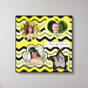 Funky Yellow, Black, White Photo Wall Hanging Canvas Print