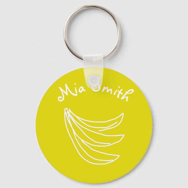 Funky yellow happy banana key ring (Front)