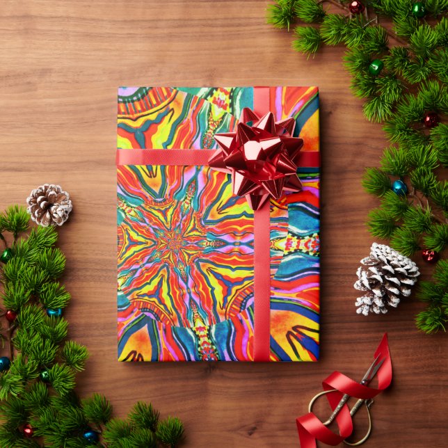 Funky Yellow Neon Pattern Wrapping Paper (Holiday Gift)