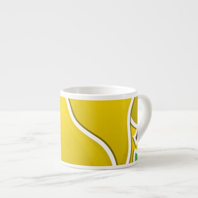 Funky yellow pear espresso cup (Front Right)