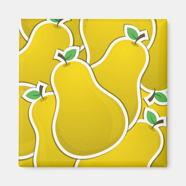 Funky yellow pear magnet (Front)
