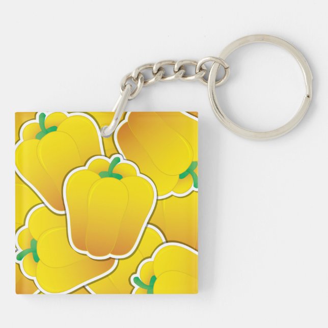 Funky yellow pepper key ring (Back)