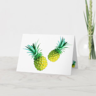 Funky Yellow Pineapple Your Text Greeting Card