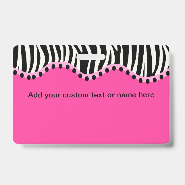 Funky Zebra Horizontal Name Badge ID Badge (Front)