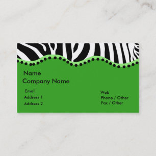 Funky Zebra In Green Business Card
