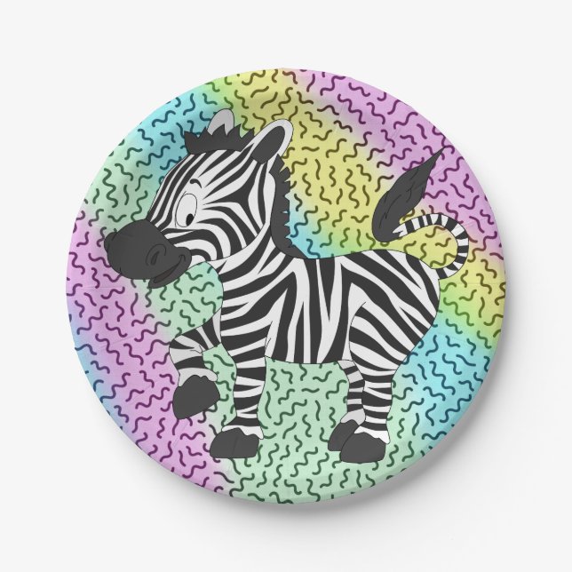 Funky Zebra Paper Plate (Front)