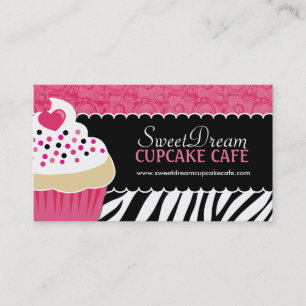 Funky  Zebra Print Cupcake Bakery Business Cards