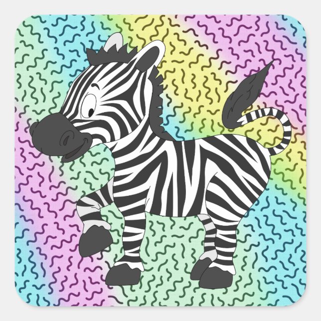 Funky Zebra Square Sticker (Front)