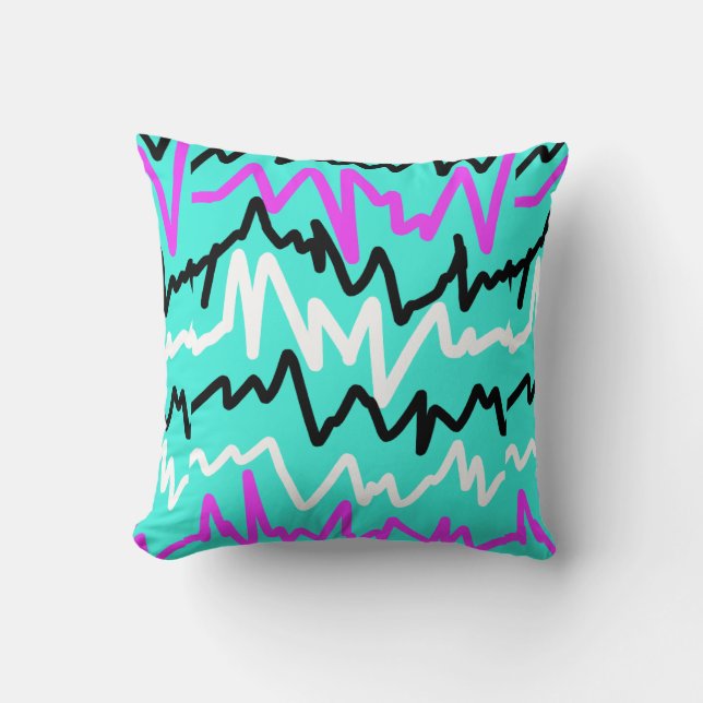 Funky Zig Zag Line Pattern Pillow Cushion (Front)