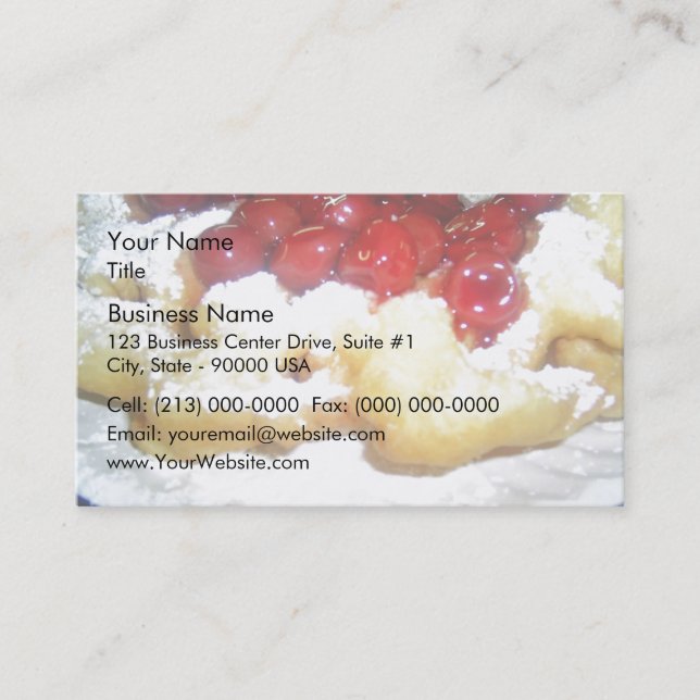 Funnel Cake with cherries Business Card (Front)