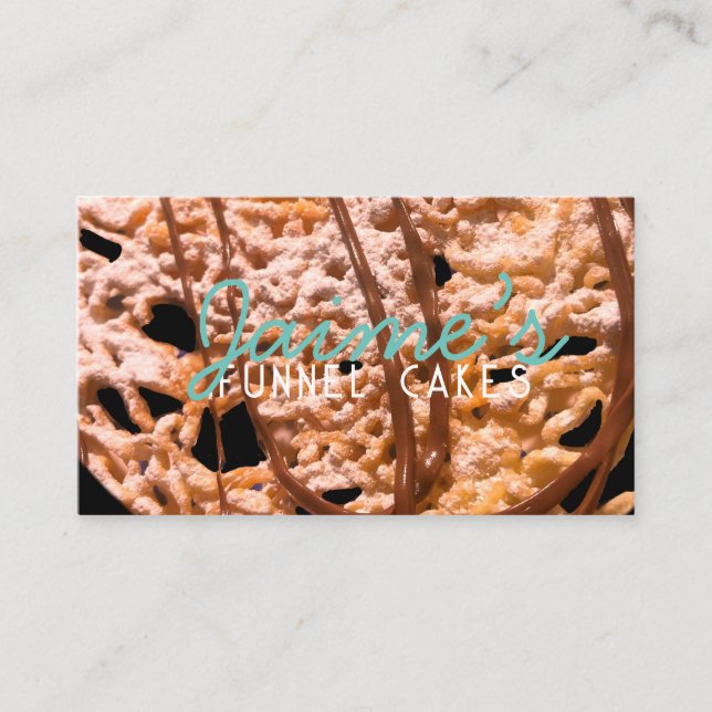 Funnel Cakes Food Truck Baker Black Teal Business Card (Front)