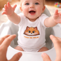 Funniest "FEED ME MILK!" Fox Baby Bodysuit